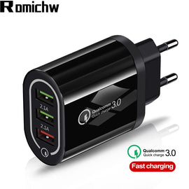 ROMICHW Fast Charger Quick Charge 3.0 For iPhone X Samsung Xiaomi Redmi Note 7 Pro QC3.0 Wall Mobile Phone Charge Adapter