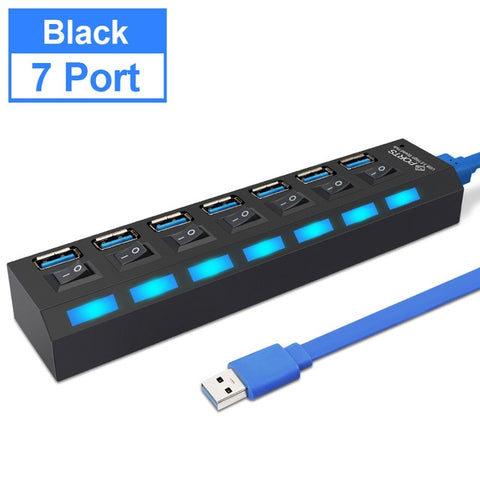 USB Hub 3.0 USB Splitter Multi USB 2.0 Hub Multiple 4/7 Port Hab Splitters With Power Adapter Computer Accessories Hub For PC