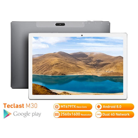 Teclast M30 4GB RAM 128GB ROM 10.1 Inch Tablet PC Android 8.0 2560 x 1600 MT6797 X27 Deca Core  4G Phone Tablet PC  7500mAh GPS