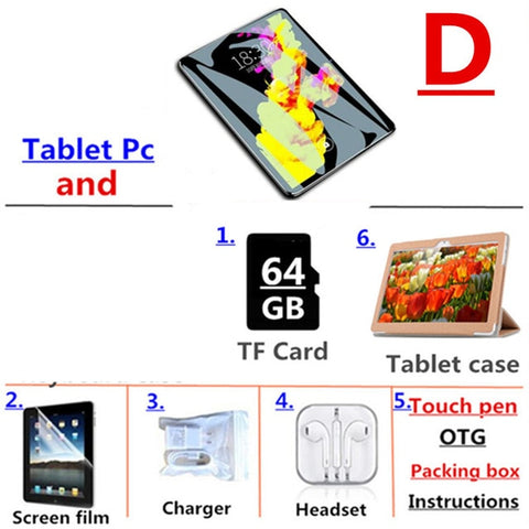 10.1 inch 3G 4GLTE Phone Call Tablets Octa Core Tablet pc Android 9.0 Tablet 4G ram+64G rom WiFi GPS Dual SIM pc tablet FM GPG