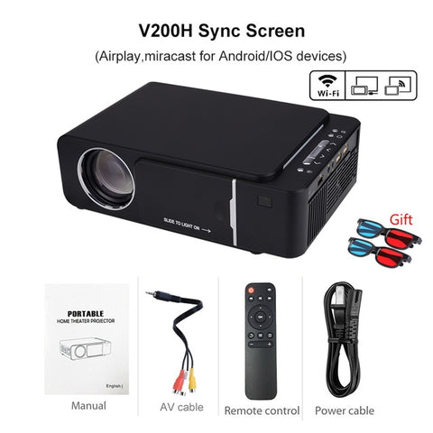 VIVICINE 1280x720p Portable HD Projector,Option Android 7.1 HDMI USB 1080p Home Theater Proyector WIFI Mini Led Beamer