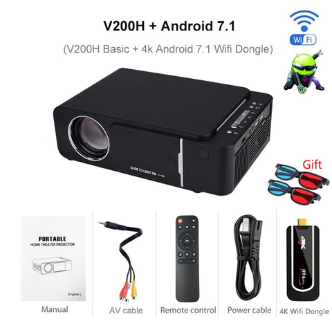 VIVICINE 1280x720p Portable HD Projector,Option Android 7.1 HDMI USB 1080p Home Theater Proyector WIFI Mini Led Beamer