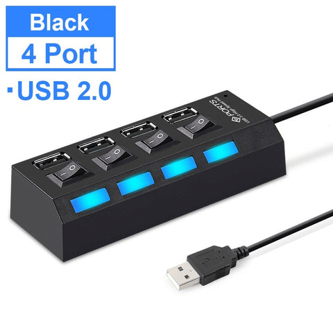 USB Hub 3.0 USB Splitter Multi USB 2.0 Hub Multiple 4/7 Port Hab Splitters With Power Adapter Computer Accessories Hub For PC