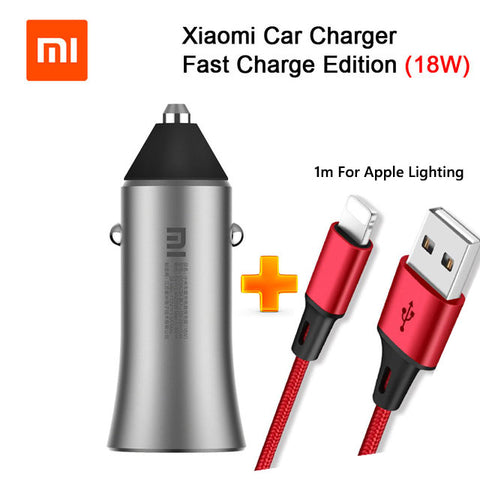 Original Xiaomi Car Charger Mi Quick Charge 18W QC 3.0 Dual USB  Max 36W 5V/3A 9V 2A Metal For iPhone Samsung Huawei oppo vivo