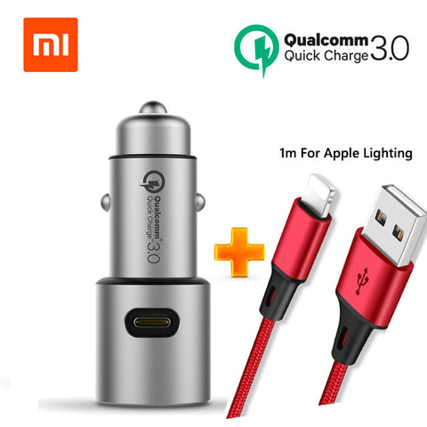 Original Xiaomi Car Charger Mi Quick Charge 18W QC 3.0 Dual USB  Max 36W 5V/3A 9V 2A Metal For iPhone Samsung Huawei oppo vivo