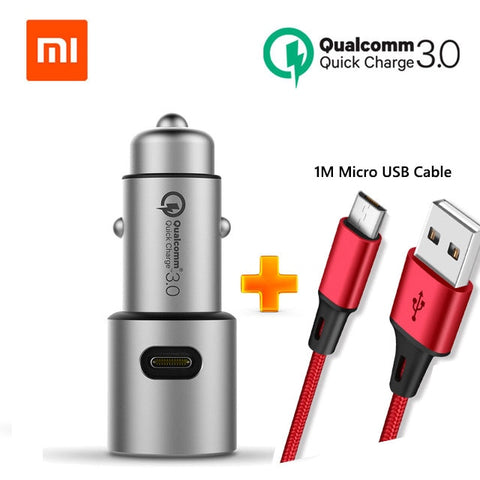 Original Xiaomi Car Charger Mi Quick Charge 18W QC 3.0 Dual USB  Max 36W 5V/3A 9V 2A Metal For iPhone Samsung Huawei oppo vivo