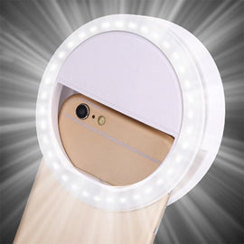 Adjustable 2W LED Ring Light 3 inch, Clip on Mobile Phone Camera Fill Lighting, DSLR Photography Accessory Kit - 5600K White