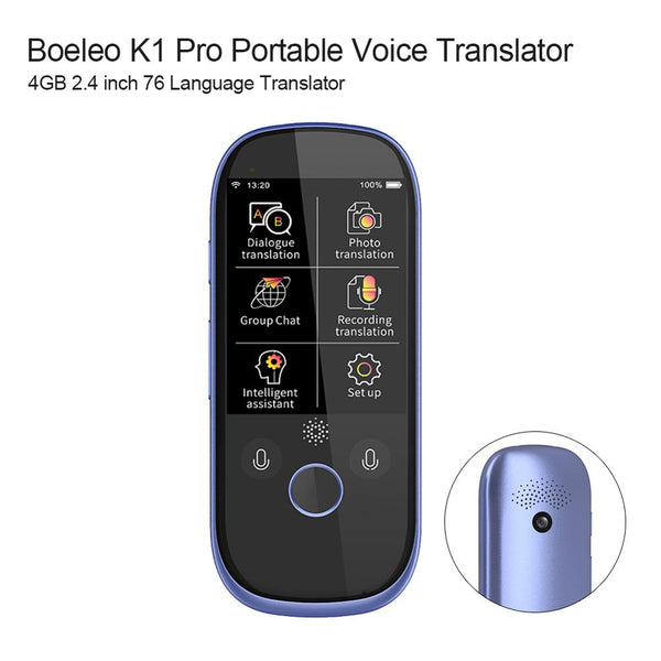 Boeleo K1 Pro Portable Smart Voice Translator 4GB 2.4 inch 77 Multi-Language Photo Translator for Learning Travelling Business