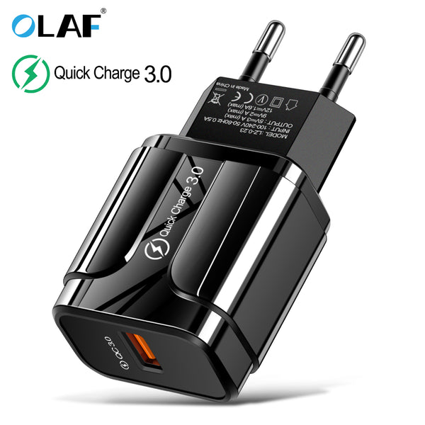 3A Quick Charge 3.0 USB Charger EU Wall Mobile Phone Charger Adapter for iPhone X MAX 7 8 QC3.0 Fast Charging for Samsung Xiaomi