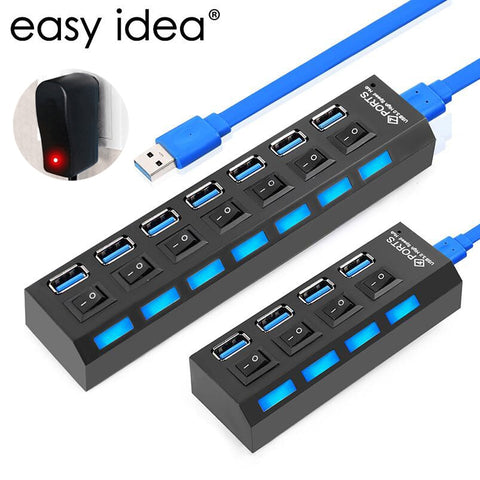 USB Hub 3.0 USB Splitter Multi USB 2.0 Hub Multiple 4/7 Port Hab Splitters With Power Adapter Computer Accessories Hub For PC