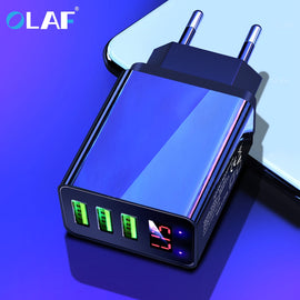 Olaf LED Display 3 USB Charger QC 3.0 3A Fast Charging For iPhone Xiaomi Huawei P30 Pro Samsung Fast EU US UK Wall Adapter Turbo