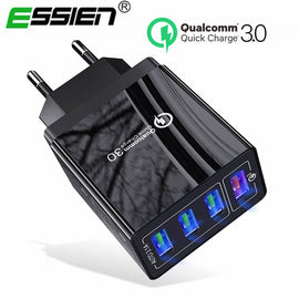 ESSIEN USB Charger Quick Charge 3.0 Fast Charger QC3.0 QC Multi Plug Adapter Wall Mobile Phone Charger For iPhone Samsung Xiaomi