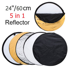 24" 60cm 5in1 Collapsible Portable Light Diffuser Round Photo Studio Reflector DISC Multi Color Studio Photography Reflector