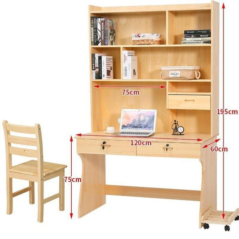 Bureau Meuble Dobravel Tafelkleed Support Ordinateur Portable Retro Wood Mesa Stand Computer Laptop Table With Bookcase