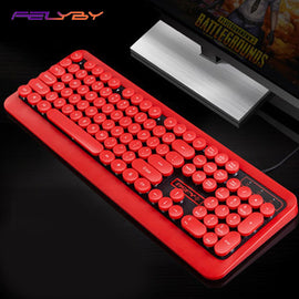 FELYBY M300 Punk Keyboard Wired  Rétro-Éclairé Clavier  104 Key Round Cap Pour PC Et Ordinateur Portable Utilisateurs